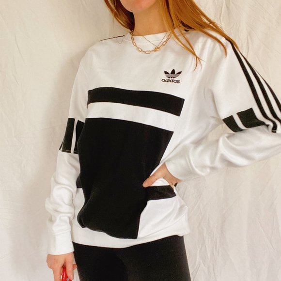 adidas Tops - Adidas Black White Panel Sweatshirt